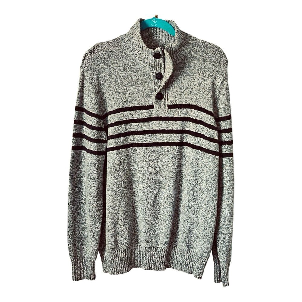 Urban Pipeline Men’s Pullover Sweater Size Large Grey 1/4 Zip Buttons